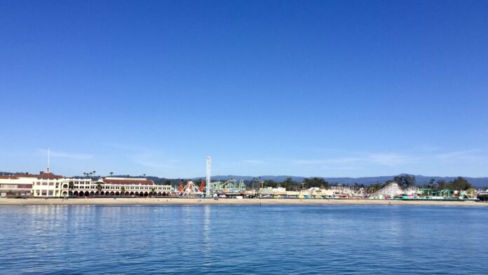 view of the Santa Cruz Beach Boardwalk and beach