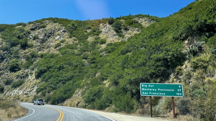 California Highway 1 (State Route 1) just south of Big Sur