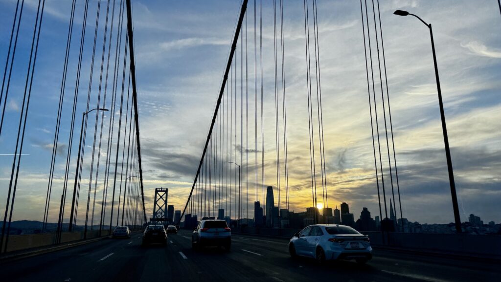 Sunset on the San Francisco-Oakland Bay Bridge