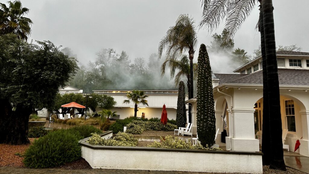 Indian Springs Spa on a rainy day in winter